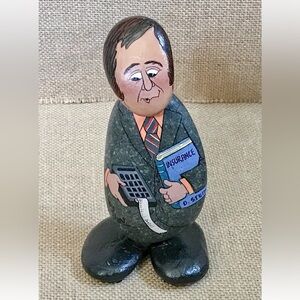The Stoned Age Insurance Agent Stacked Rocks Figurine Joy Suri Funny Eclectic